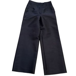 Body By Victoria Silk/Wool Embroidered High Waist Wide Leg Trouser Size 4 Black